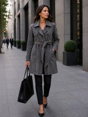 Mike & Chris Double-breasted Belted Canvas Trench Coat Minimalist Women's XS